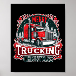 Affiche Joyeux Camion Cool de Noël Chauffeur de camion Fun