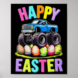 Affiche Joyeux Camion Monstre de Pâques Chasse aux Oeufs C