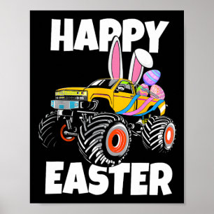 Affiche Joyeux Camion Monstre de Pâques OEufs de Pâques En