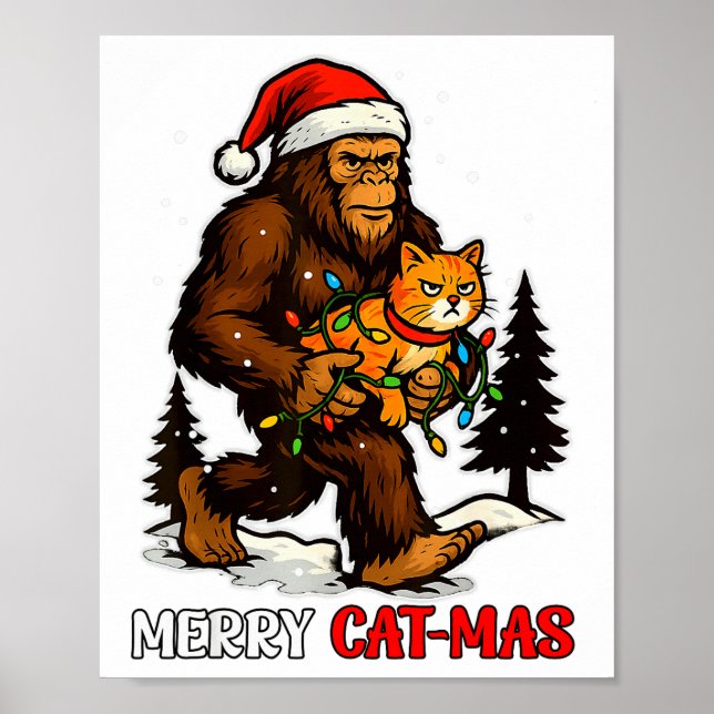 Affiche Joyeux Catmas Bigfoot Et Lumières Chapeau De Père  (Devant)