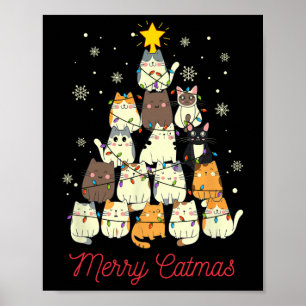 Affiche Joyeux Catmas Chat Amoureux des chats d'arbre de N