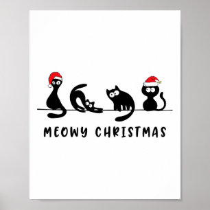 Affiche Joyeux Catmas Chat Noël Mignon Chatons Chats Père