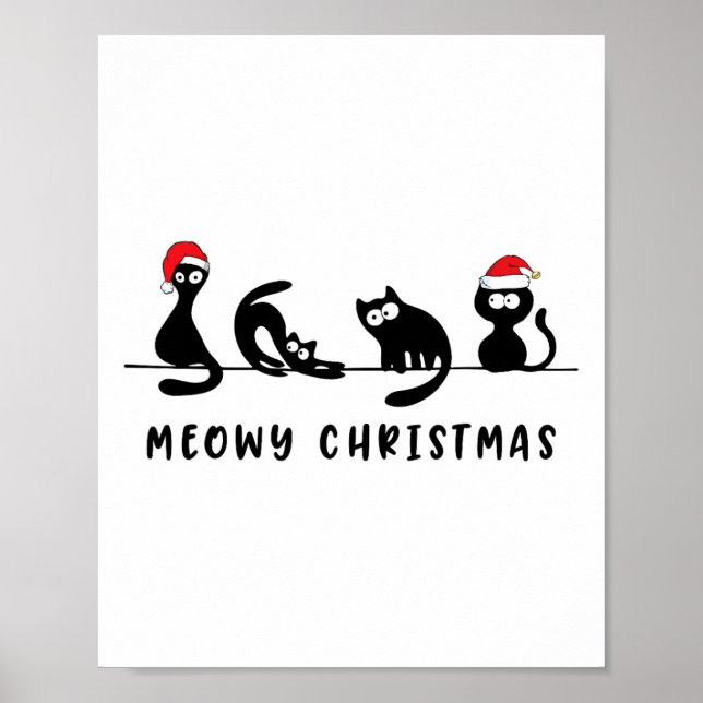 Affiche Joyeux Catmas Chat Noël Mignon Chatons Chats Père  (Devant)