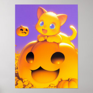 Affiche Joyeux chat d'Halloween