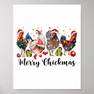 Affiche Joyeux Chickmas Poulets Drôle de Noël Poulet Maman