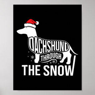 Affiche Joyeux Chien De Noël À Travers La Neige Coupée