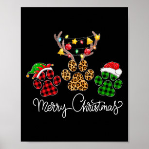 Affiche Joyeux Chien De Noël Paws Éclairage Buffalo Plaid