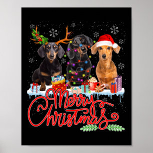 Affiche Joyeux Chiens de Noël Chiens de Père Noël Reindeer