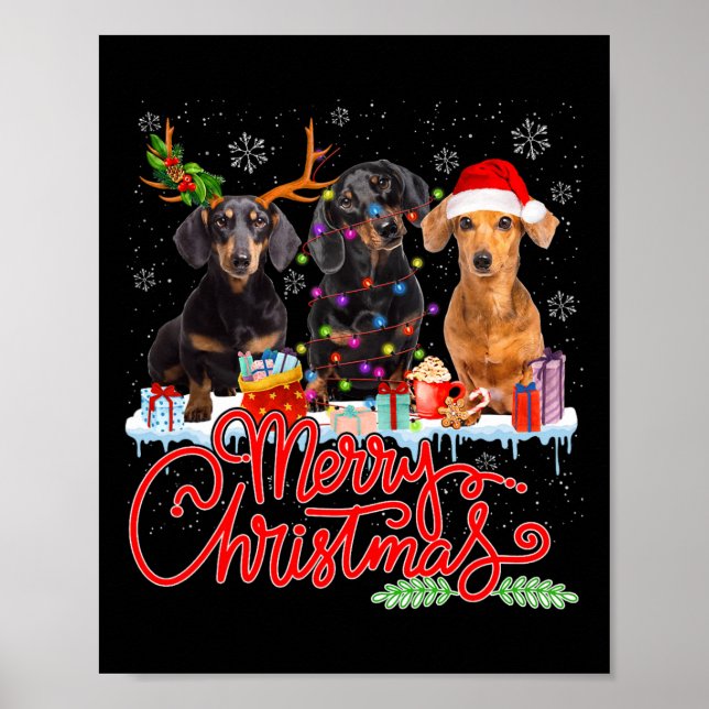 Affiche Joyeux Chiens de Noël Chiens de Père Noël Reindeer (Devant)