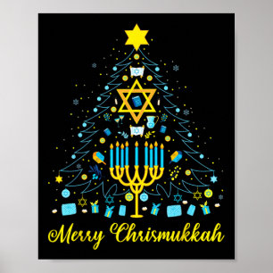 Affiche Joyeux Chrismukkah Menorah Arbre de Noël Chanukah