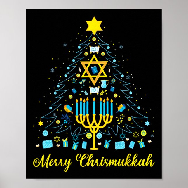 Affiche Joyeux Chrismukkah Menorah Arbre de Noël Chanukah  (Devant)