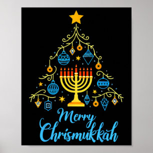 Affiche Joyeux Chrismukkah Menorah Arbre de Noël Chanukah