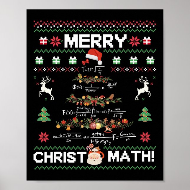 Affiche Joyeux Christmath drôle de Noël Math Tree Étudiant (Devant)