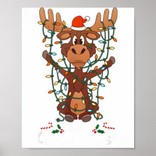 Affiche Joyeux Christmoose Noël Mooses Xmas Arbre Lumineux