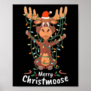 Affiche Joyeux Christmoose Noël Orignal Xmas Guirlandes de