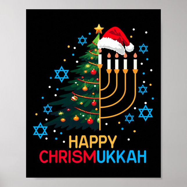 Affiche Joyeux Christmukkah Joyeux Noël Hanoukka juif (Devant)