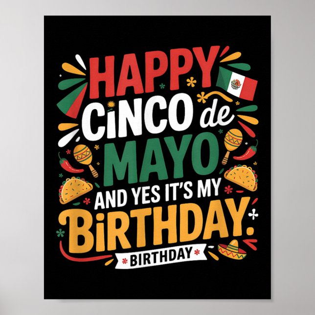 Affiche Joyeux Cinco De Mayo Anniversaire Tacos Enfants Ho (Devant)