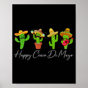 Affiche Joyeux cinco de mayo cactus fiesta mexicain