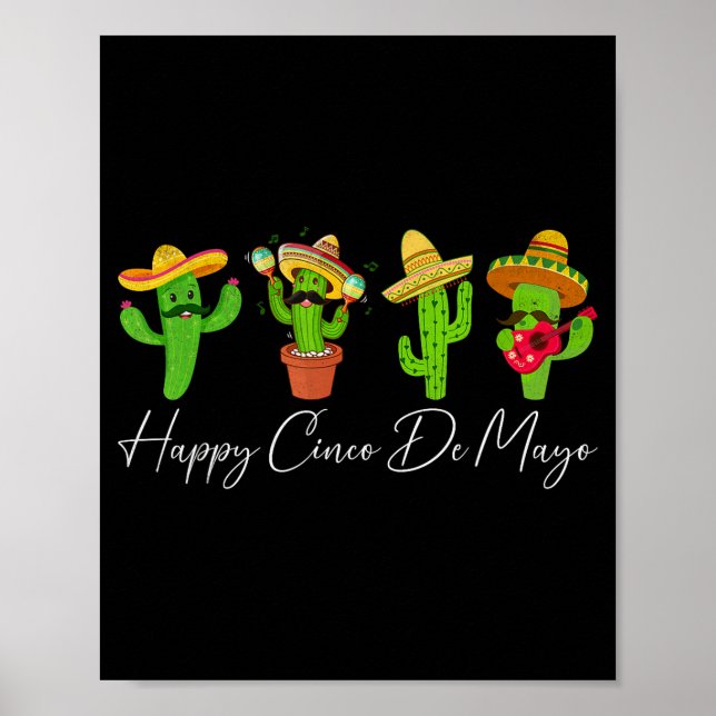 Affiche Joyeux cinco de mayo cactus fiesta mexicain (Devant)