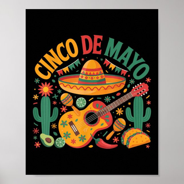Affiche Joyeux Cinco De Mayo Fiesta Parti Mexicain 5 De Ma (Devant)