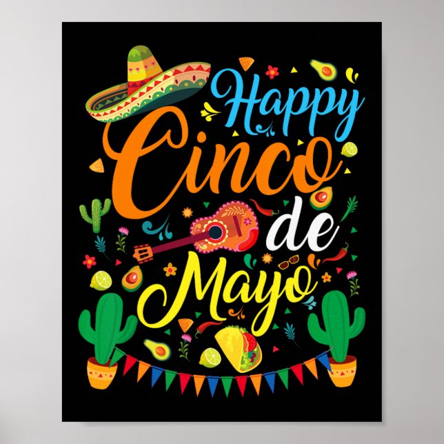 Affiche Joyeux Cinco De Mayo Fiesta Parti Mexicain 5 De Ma (Devant)