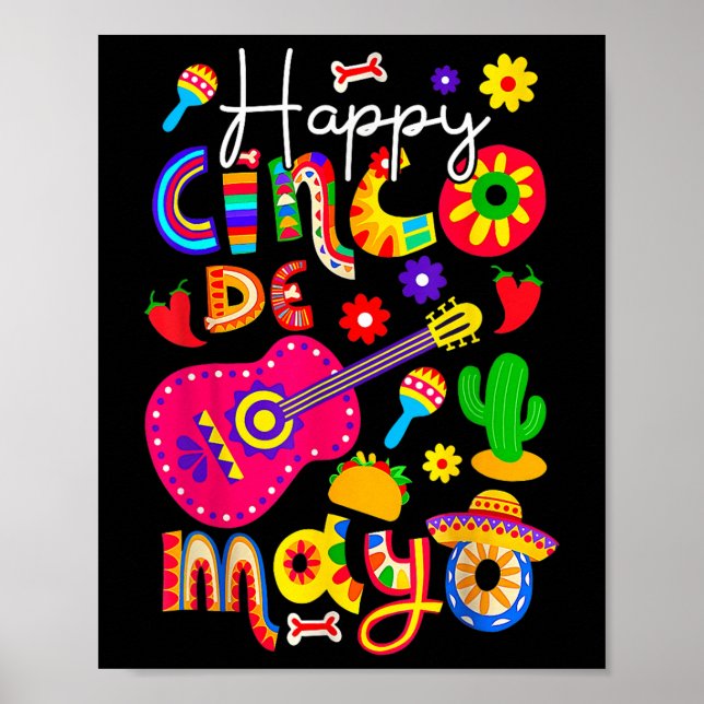 Affiche Joyeux Cinco De Mayo Fiesta Parti Mexicain 5 De Ma (Devant)