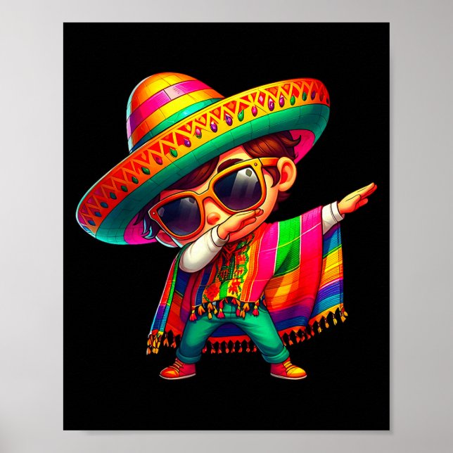 Affiche Joyeux cinco de mayo garçon qui fait le dab homme  (Devant)