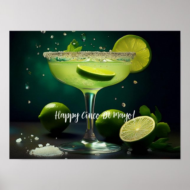 Affiche Joyeux Cinco de Mayo Margarita avec Limes Custom (Devant)