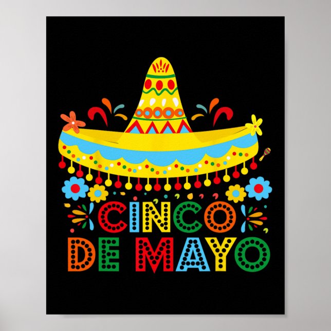 Affiche Joyeux Cinco De Mayo Mexique Fiesta Taco Guitare C (Devant)