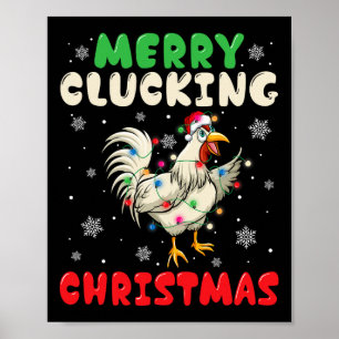 Affiche Joyeux Cluckin Noël Drôle Poulet Père Noël 1