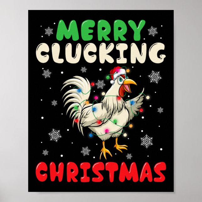 Affiche Joyeux Cluckin Noël Drôle Poulet Père Noël 1 (Devant)