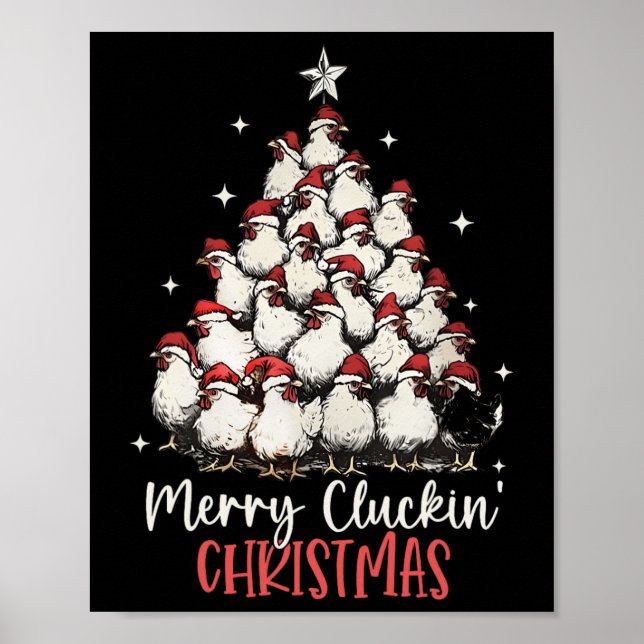 Affiche Joyeux Cluckin Noël Drôle Poulets de Noël F (Devant)