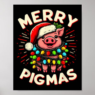 Affiche Joyeux cochon de Noël Père Noël Cochon de Noël Lum