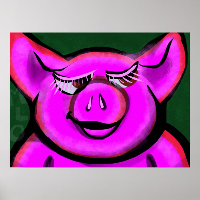 Affiche Joyeux Cochon Rose (Devant)