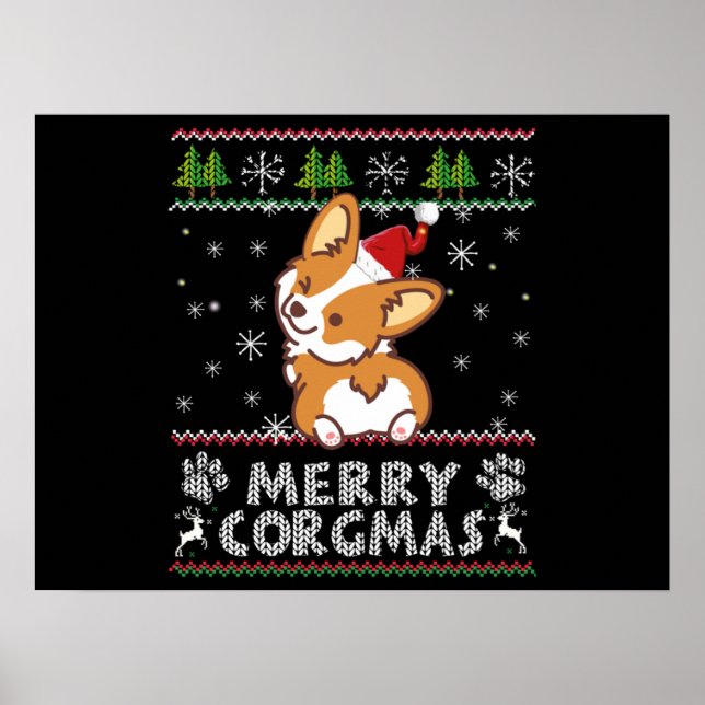 Affiche Joyeux Corgmas Noel Corgi (Devant)