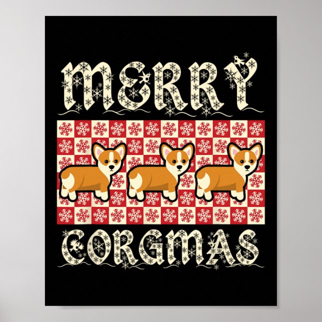Affiche Joyeux Corgmas Xmas Chien race Design Chiens Chien (Devant)