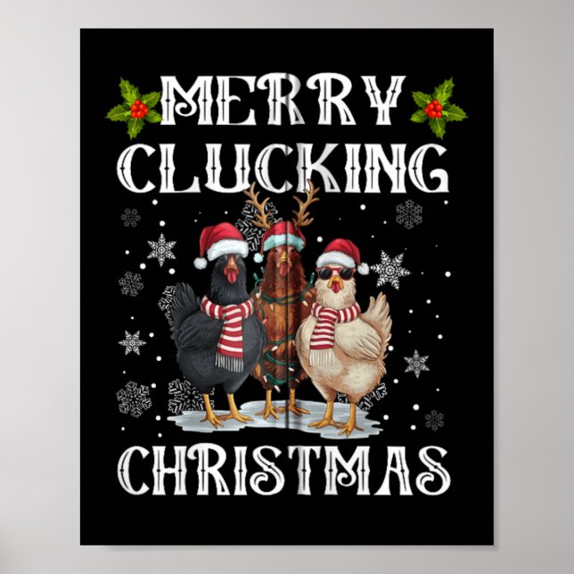 Affiche Joyeux coup de canard Noël Drôle poulet Santa Hat  (Devant)