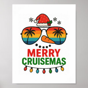 Affiche Joyeux Cruisemas 2025 Noël Santa Bonhomme de Neige