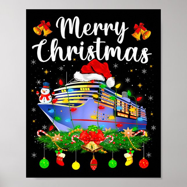 Affiche Joyeux Cruisemas Éclairage Xmas Santa Bateau de Cr (Devant)