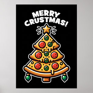 Affiche Joyeux Crustmas Pizza Tree - Noël drôle