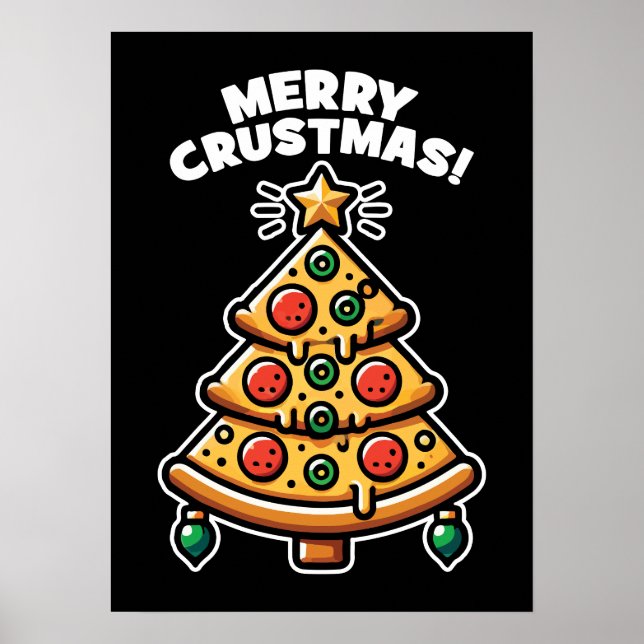 Affiche Joyeux Crustmas Pizza Tree - Noël drôle (Devant)