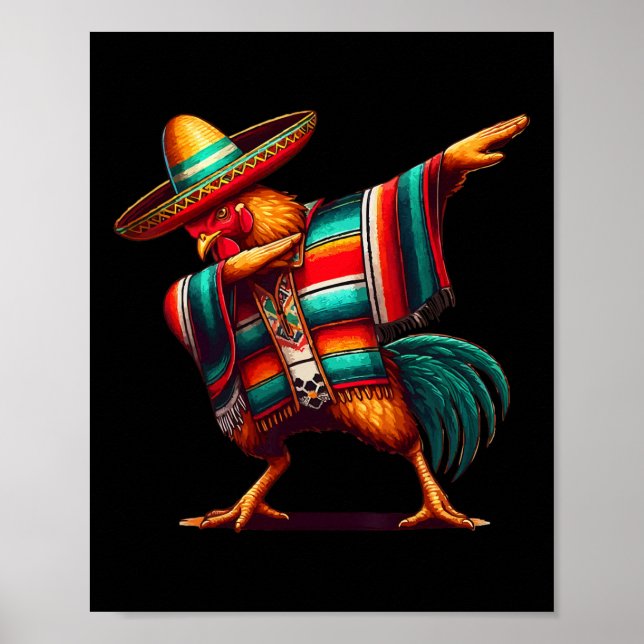 Affiche Joyeux Dabbing Mexicain Poulet Cinco De Mayo Lover (Devant)