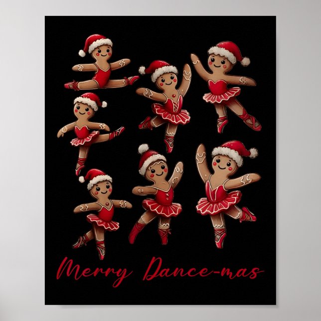 Affiche Joyeux Dancemas Danseuse de pain d'épice Noël (Devant)