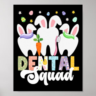 Affiche Joyeux Dentiste de Pâques Lapin de Chasse aux Œufs