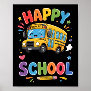Affiche Joyeux Dernier Jour D'École Bus Scolaire Mignon Ét