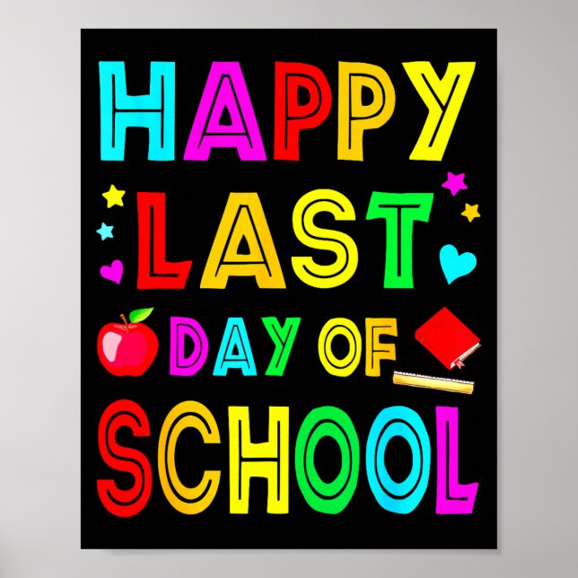 Affiche Joyeux dernier jour d'école enfants enfant enseign (Devant)