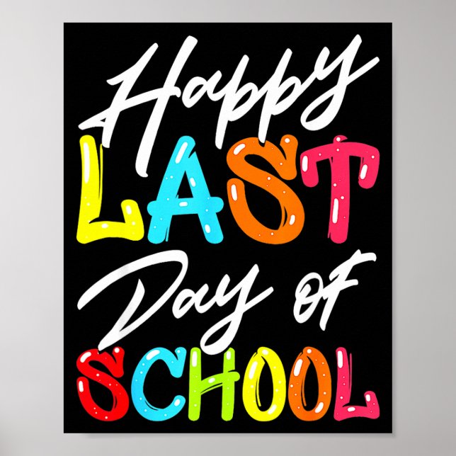 Affiche Joyeux dernier jour d'école enfants enseignant élè (Devant)