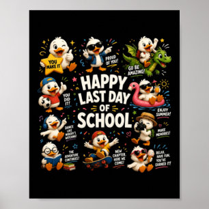 Affiche Joyeux Dernier Jour D'École Professeur Fou Canard
