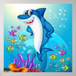 Affiche Joyeux dessin de requin-23685