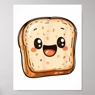 Affiche Joyeux dessin en tranches de pain souriant toast